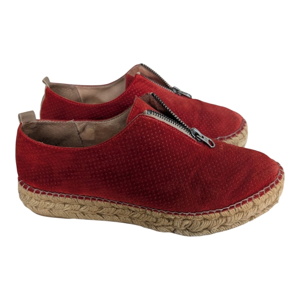 Eric Michael Red Espadrille Slip-Ons with Jute Sole